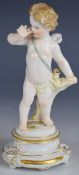 19thC Meissen figure of a cherub with quiver, probably Cupid, H14cm