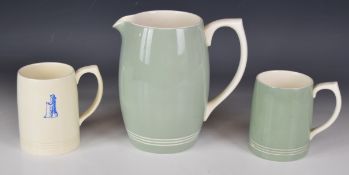 Keith Murray for Wedgwood mid century modern lemonade jug and two mugs / tankards including a rare