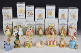 Fourteen Royal Albert Beatrix Potter figures including Chippy Hackee, Mittens and Moppet, Xmas