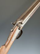 J Buckley 16 bore side by side hammer action shotgun with named and engraved locks, double trigger