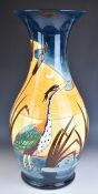 Peter Richardson for Moorcroft prestige large pedestal vase decorated with a heron amongst