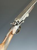Belgian .410 side by side hammer action folding poacher's shotgun with chequered grip and forend,