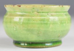 Ewenny Pottery pedestal motto finger bowl or salt 'Hir yw byth' (forever is long), 'Jones Eweni'