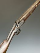 John Prosser of London 10 bore percussion hammer action gun with named and engraved lock, engraved