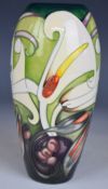 Moorcroft signed limited edition 40/75 vase decorated in the Arum Lily pattern, H19cm