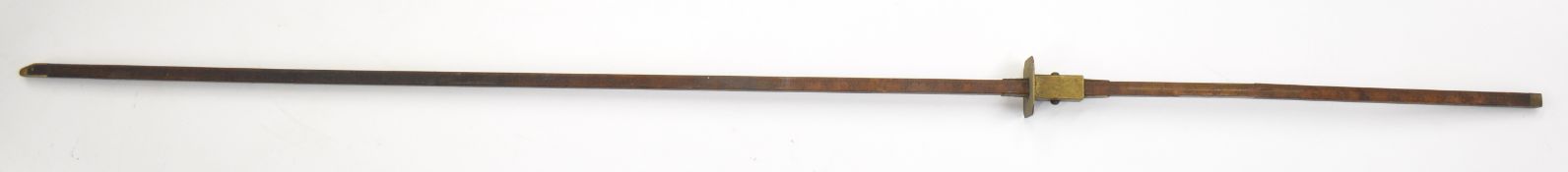 Vintage hardwood and brass capacity measuring stick for wine / beer etc, to measure 60 inches, 6
