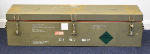 Large military style metal box, 123 x 34 x 30cm