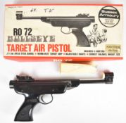 Bullseye RO72 .177 target air pistol with shaped and chequered grips and adjustable sights, serial