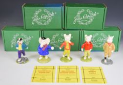 Five Beswick limited edition Rupert the Bear figures, three with certificates, all boxed, tallest