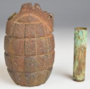 British inert Mills bomb / hand grenade with copper inner spring housing