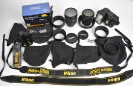 Nikon SLR camera lenses and accessories to include Nikon AF Nikkor 28-200mm 1:3.5-5.6D lens with