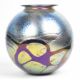 Timothy Harris for Isle of Wight studio glass iridescent glass vase of globular form with original - Image 2 of 4