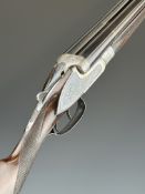 Belgian 16 bore side by side ejector shotgun with engraved sidelock plates, trigger guard,