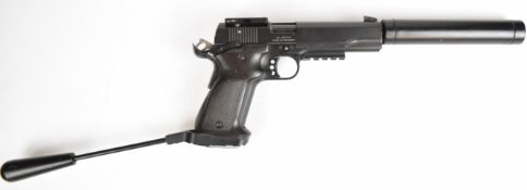 German Sport Guns (GSG) 1911 .22LR HV semi automatic long barrelled pistol with chequered faux