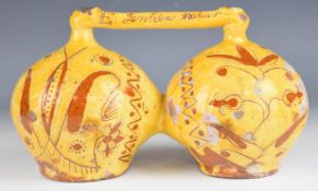 Evan Jenkins (1788-1856) for Ewenny Pottery very rare sgraffito decorated moneybox with double