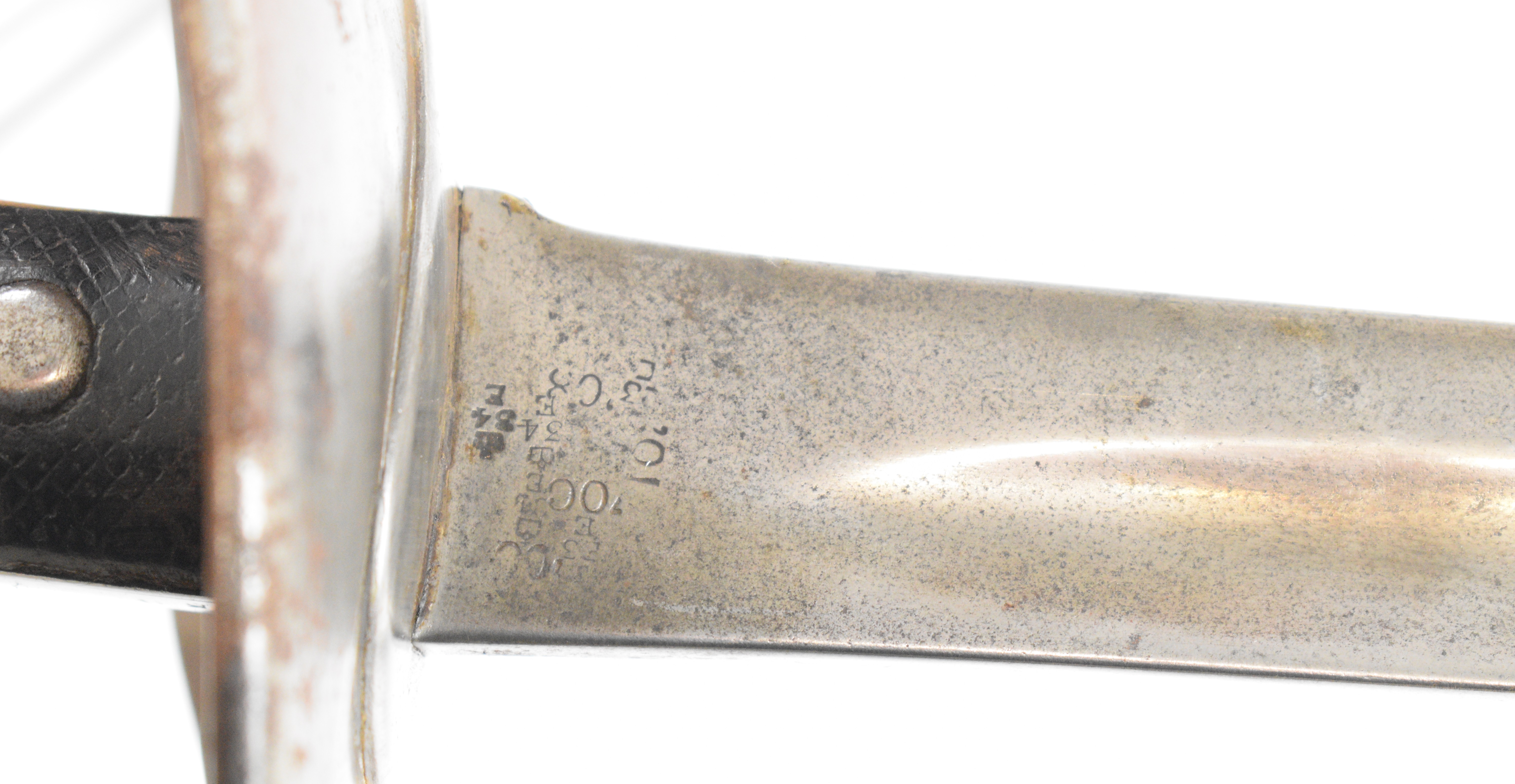 British 1889 pattern Cavalry Trooper's sword with solid bowl guard, leather grips, some clear stamps - Image 33 of 36