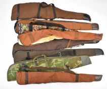 Eight brown and camouflage pattern shotgun or rifle slips
