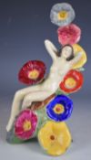 Carlton ware limited edition figurine 267 / 1250 'The Carlton Girl, Hollyhocks', H22cm