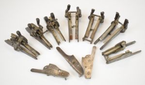 Nine sets of percussion gun locks comprising eight pairs and one single including Ward & Sons, James