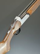 Midland 12 bore over and under ejector shotgun with engraved locks, underside, trigger guard, top