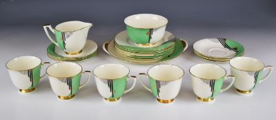 Royal Doulton Art Deco teaware decorated in the Barry pattern, approximately twenty one pieces