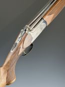 Lanber 12 bore over and under ejector shotgun with engraved locks, underside, trigger guard, top