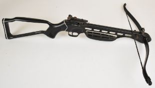 Barnett crossbow with composite skeleton stock, semi-pistol grip and adjustable sights.