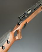 SMK Milbro Guardian .22 PCP air rifle with chequered thumb hole grip, adjustable comb, scope and