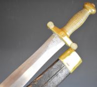 French 1832 pattern Gladius short sword with all brass hilt, 49cm double edged blade and leather