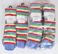 Fourteen pairs of Pennine Striped Knee High Soft Cotton shooting socks, all sizes 4-7 and unused