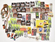 A collection of gun dog and sporting related items including dog whistles, launcher dummy, animal