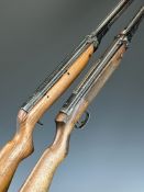Two Webley Mark 3 .22 under-lever air rifles, each with semi-pistol grip, one with reeded forend,