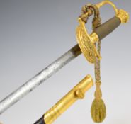 British Diplomatic Court sword with wire bound grip, crown pommel, William IV cypher, 79cm etched