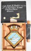 Royal Navy interest HMS Vernon plaque, 32 x 28cm with bespoke storage / postal box addressed to Capt