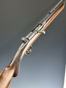 Husqvarna .45-70 bolt-action rifle with chequered semi-pistol grip, adjustable sights, sling