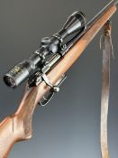 BRNO 527 .22 Hornet bolt-action rifle with chequered semi-pistol grip and forend, raised cheek