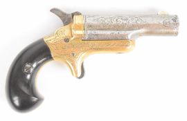 Colt Derringer .41 rimfire pocket pistol with sheath trigger, shaped wooden grips and factory