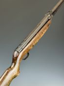Webley Mark 3 .22 under-lever air rifle with plaque inset to the stock, semi-pistol grip and