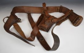 WW1 brown leather revolver or pistol holster and belt.
