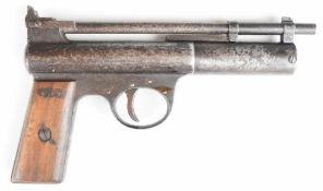 Webley Mark I .177 air pistol with logo inset to the wooden grips and adjustable sights, serial
