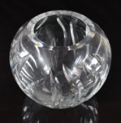 Baccarat clear glass globular vase with wrythen cut, H17.5cm