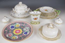 Collection of Herend porcelain, various patterns including botanical enamelled cabinet plate, twin