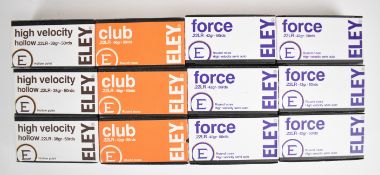 Six hundred .22LR Eley rifle cartridges, Club, High Velocity and Force, all in original boxes.