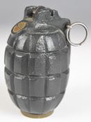 British inert Mills bomb / hand grenade with brass screw in base, safety pin and lever