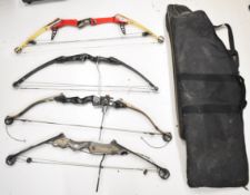 Four compound archery bows comprising Bear Alaskan, Martin Lynx and Jennings Arrowstar Mark II