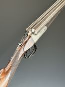 William Powell & Son 12 bore side by side shotgun with border engraved named locks, underside,
