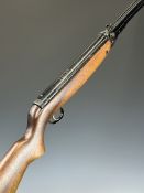 Webley Mark 3 .22 under-lever air rifle with plaque inset to the stock, semi-pistol grip and