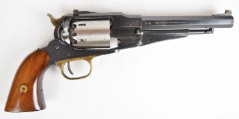 Pietta Remington Navy .36 six-shot single action revolver with brass trigger guard, walnut grips,