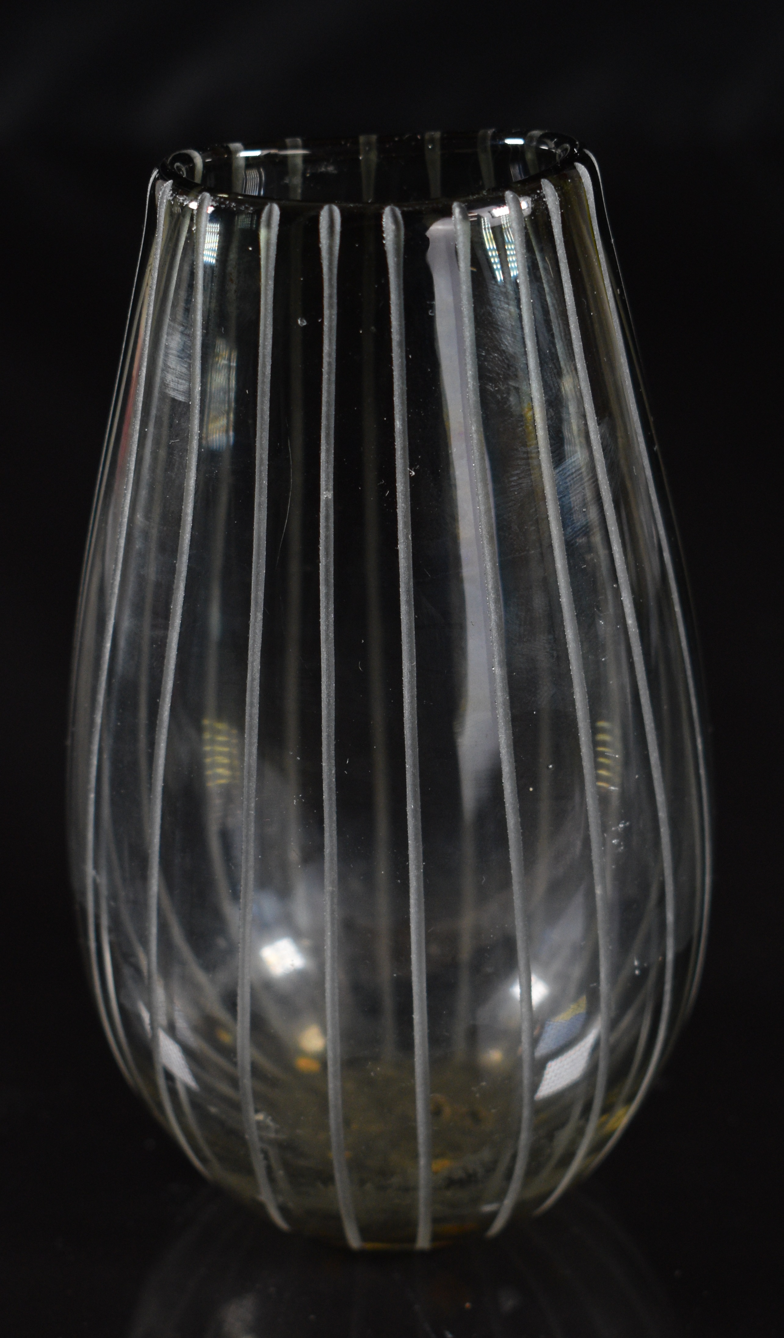 Tapio Wirkkala for Iittala Kantarelli series smoked cut glass vase, with TW signature, 13cm tall