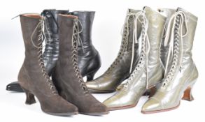 Four pairs of Victorian / Edwardian leather / suede ladies boots